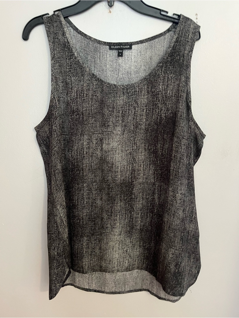 Eileen Fisher Black Sheer Scoop-Neck‎ Knit Tank